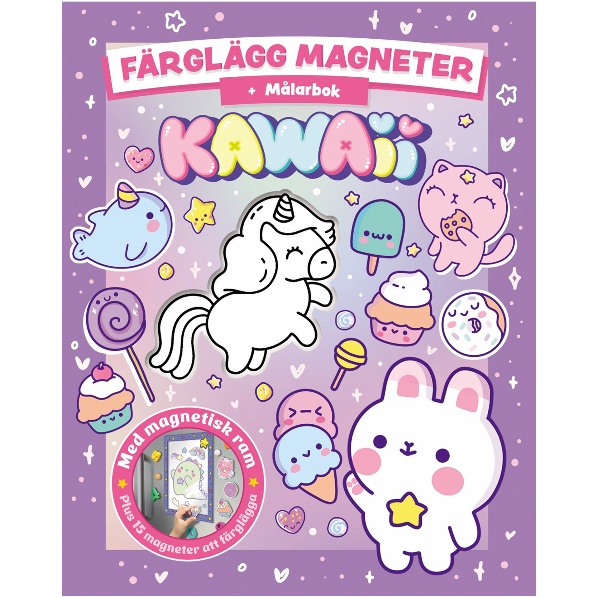 Färglägg magneter kawaii: målarbok