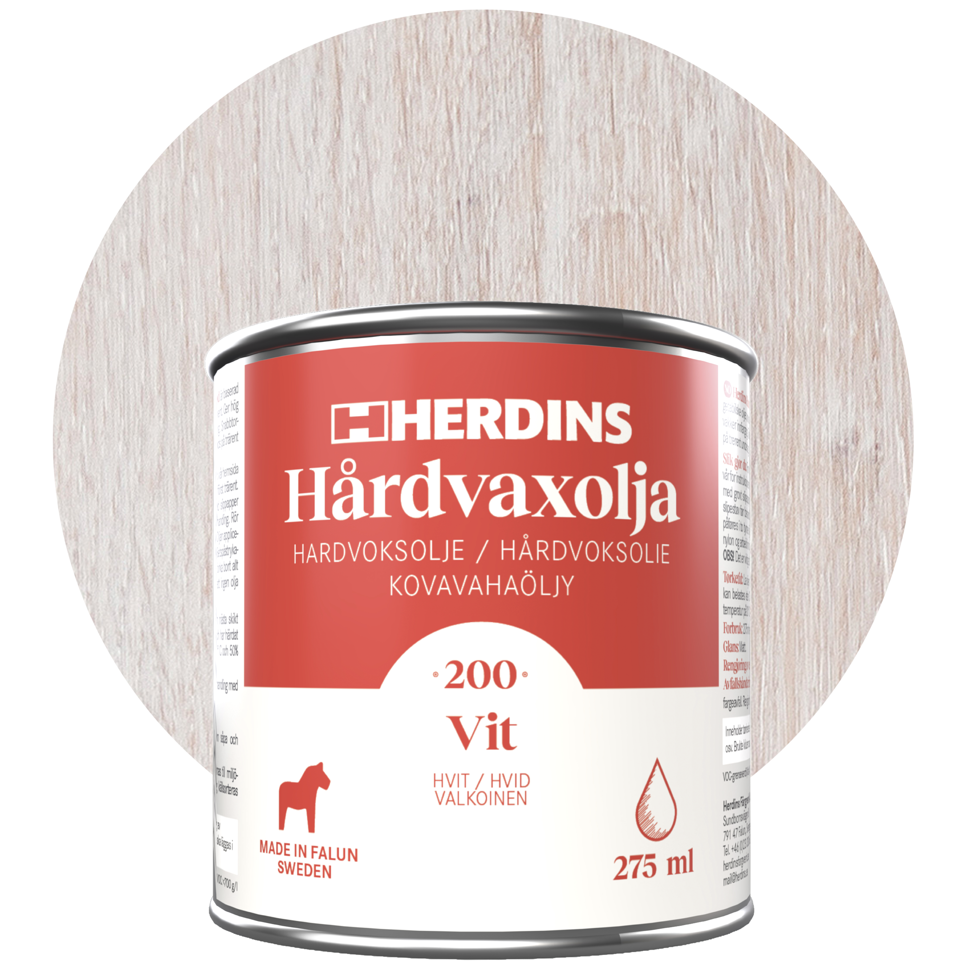 Herdins Hardvoksolje pigmentert, hvit