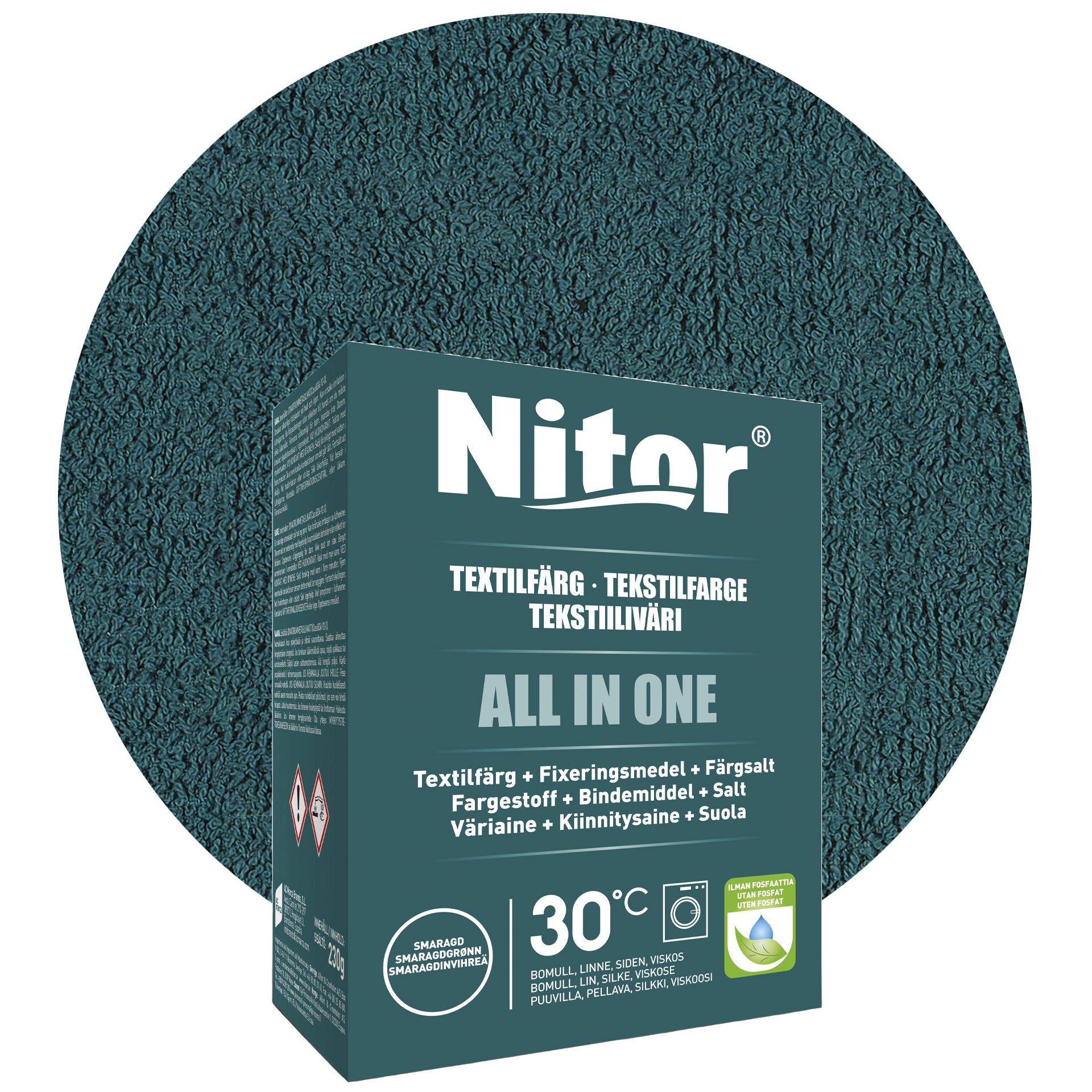 Nitor all-in-one textilfärg, smaragdgrön