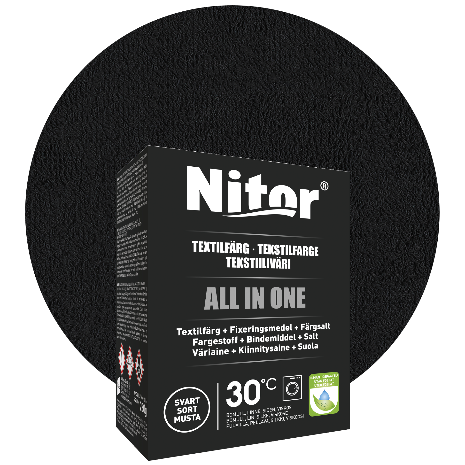 Nitor all-in-one textilfärg, svart