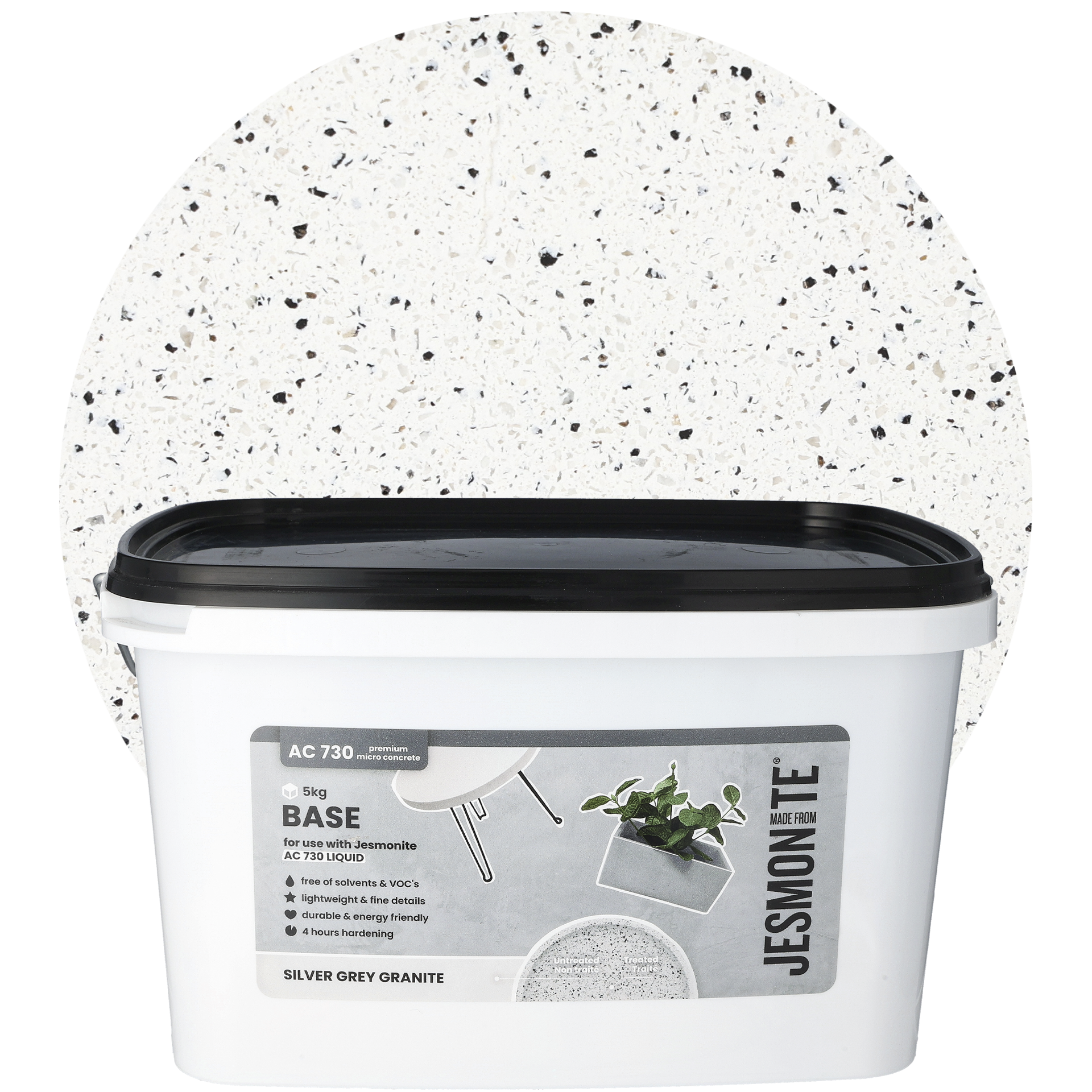 Jesmonite AC 730 base, silver grey granite