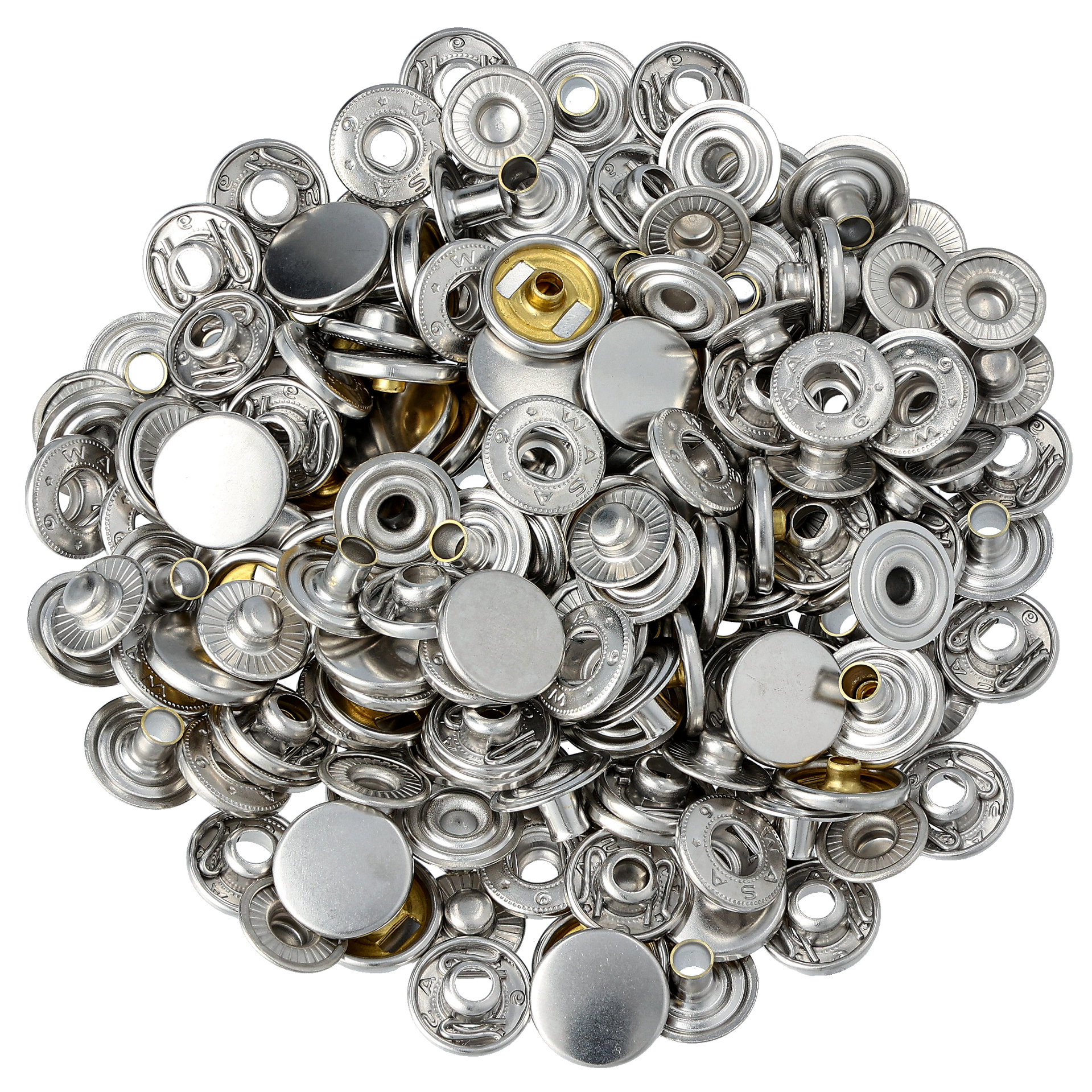 Tryckknappar, silverfärgad