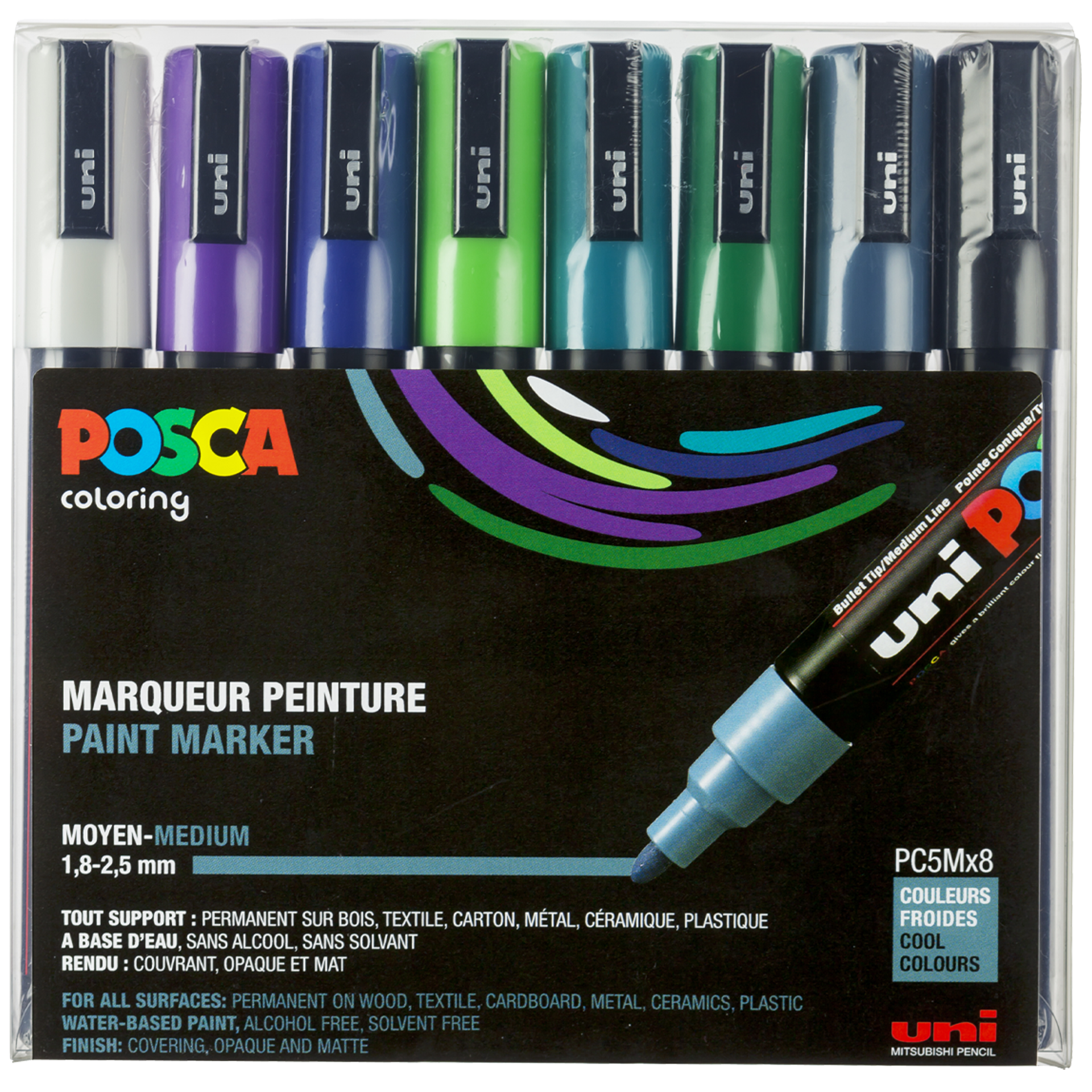 Set Posca Marker PC5 sarja, kylmät värit