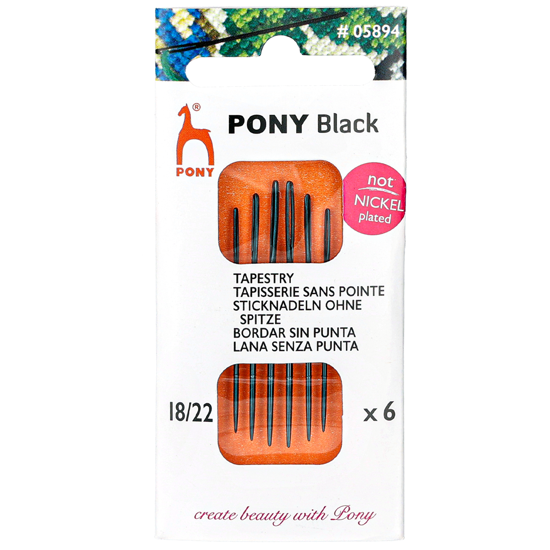 Pony Tapisserinålar nickelfria, nr 18-22