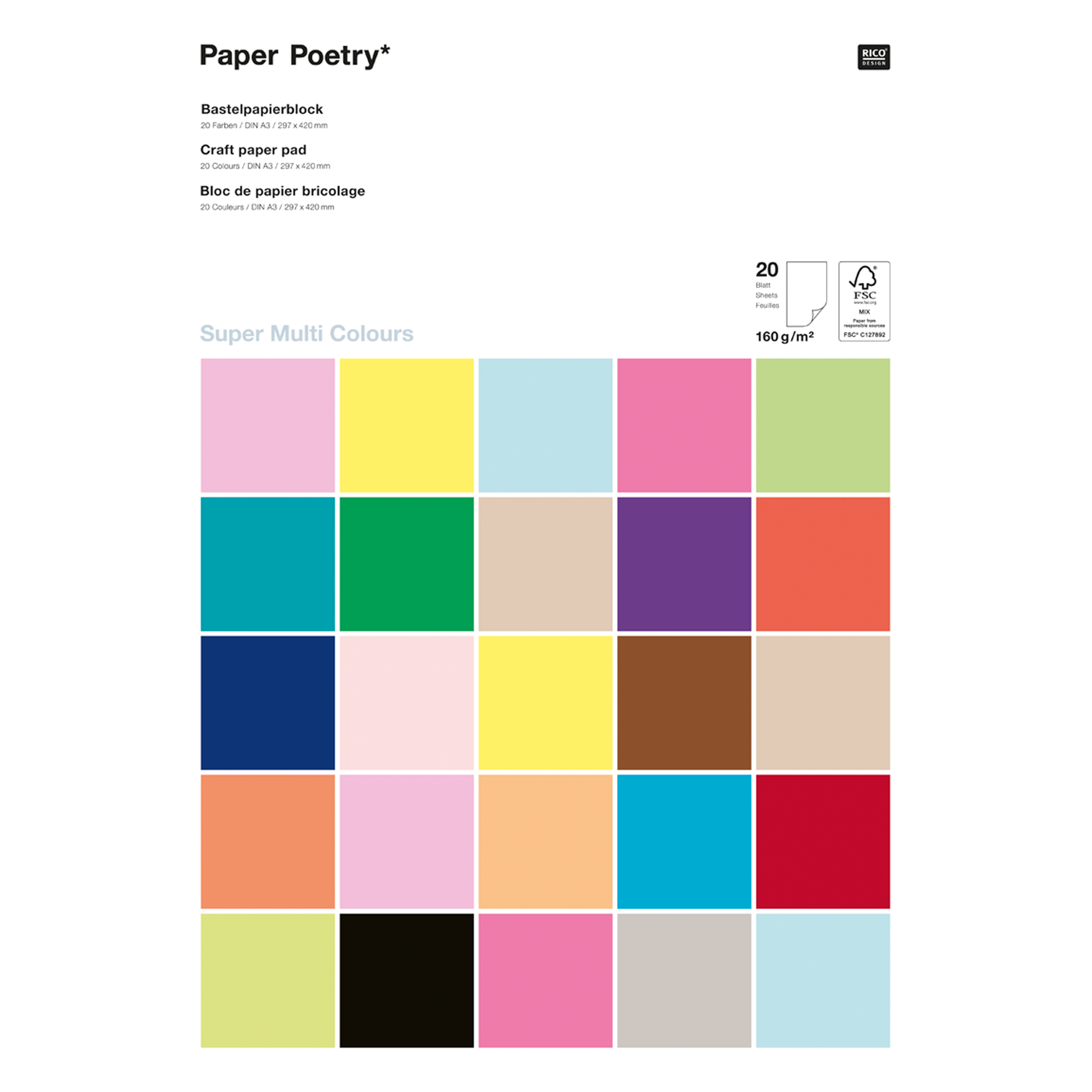 Hobbykarton A3 blandet