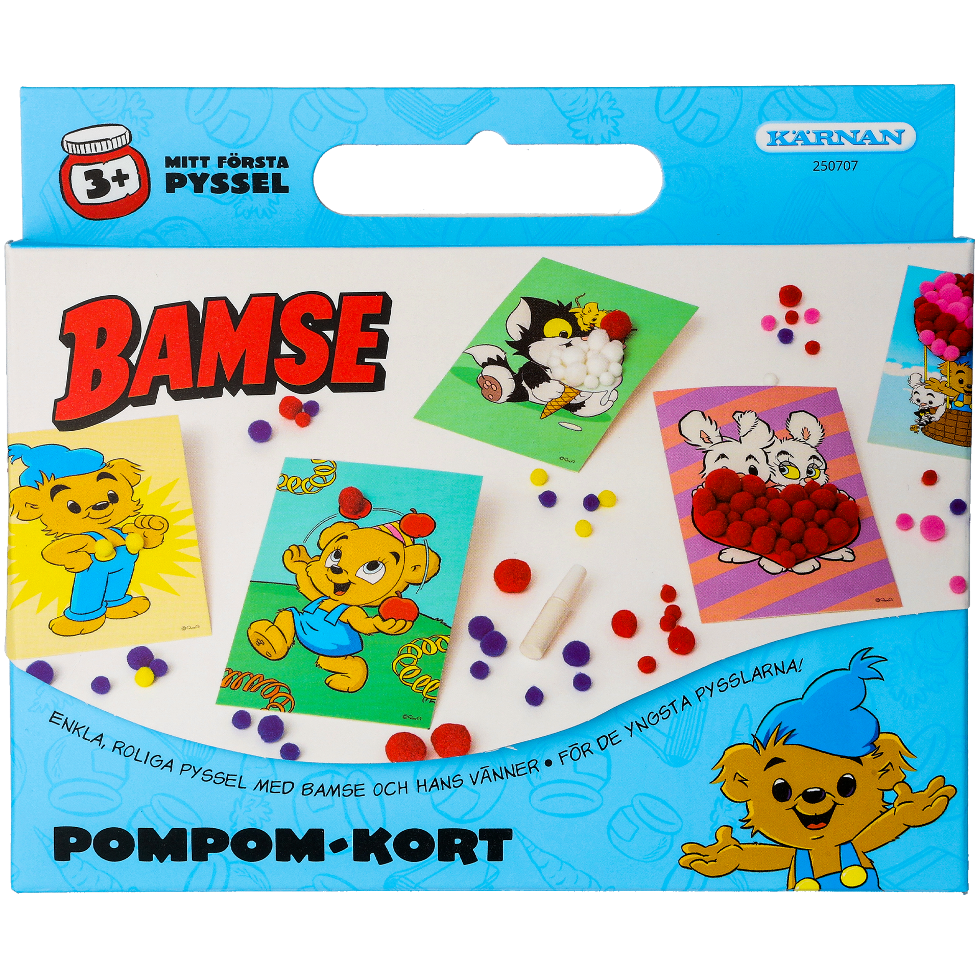 Hauska askarrella Bamse Pompomaskartelulla