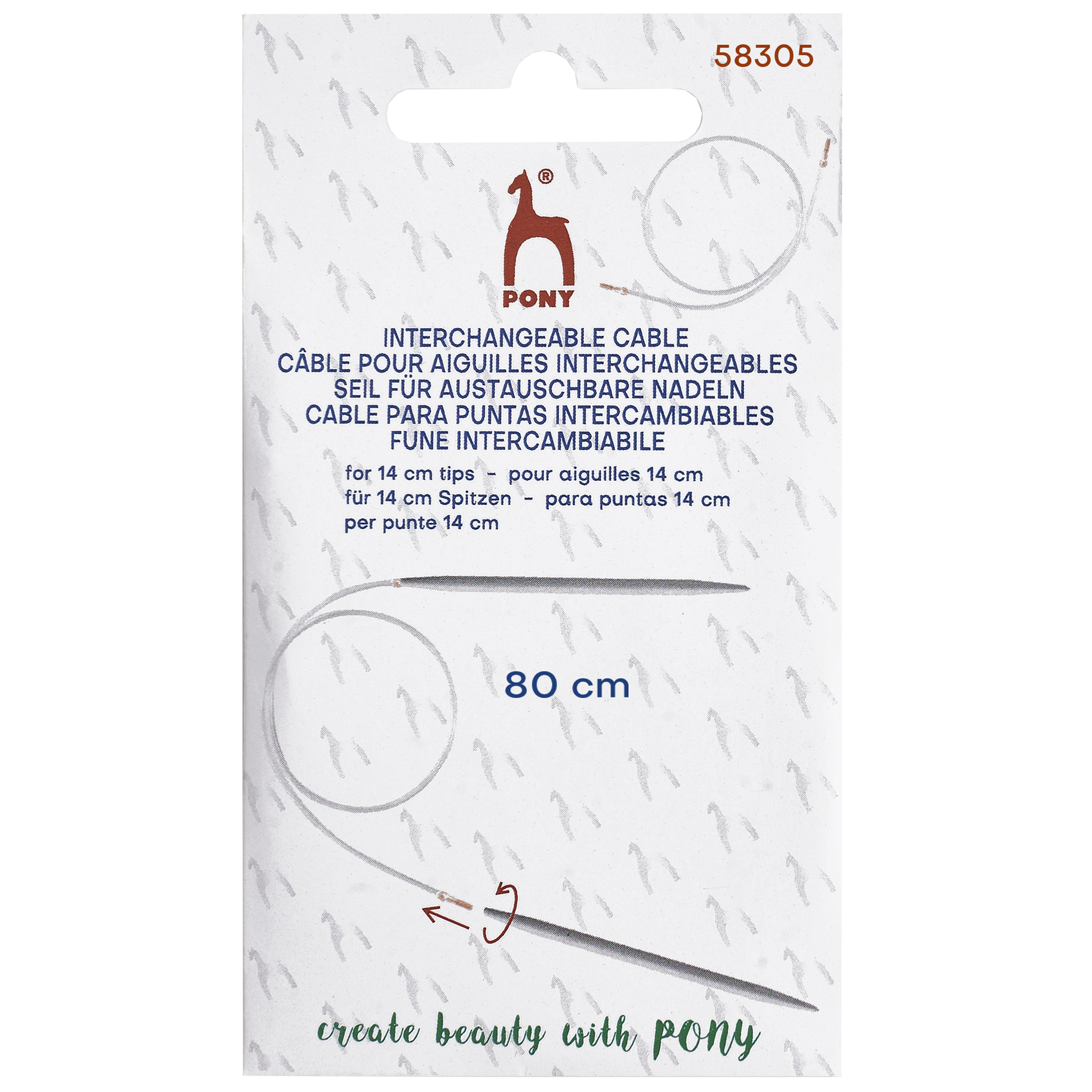 Pony Kabel til endepinner 14 cm, 80 cm