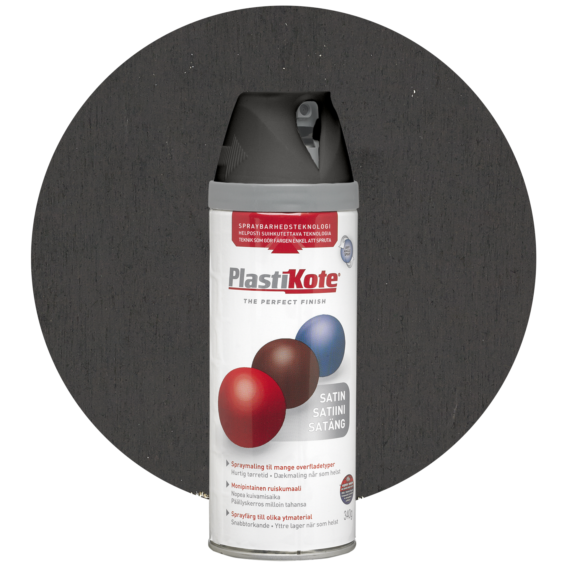 PlastiKote Sprayfärg halvmatt, svart