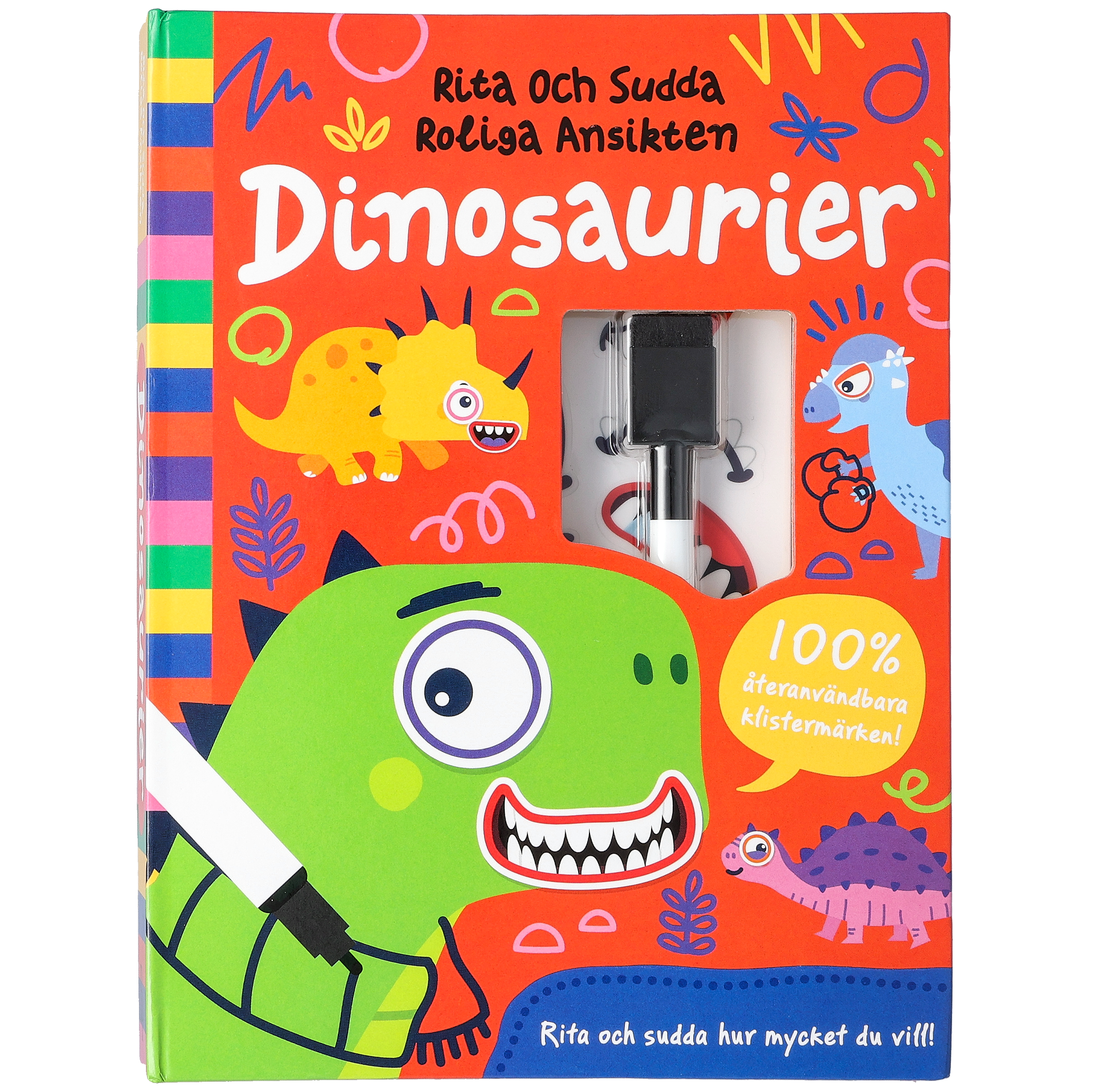 Tegn & visk ud sjove ansigter - Dinosaurer