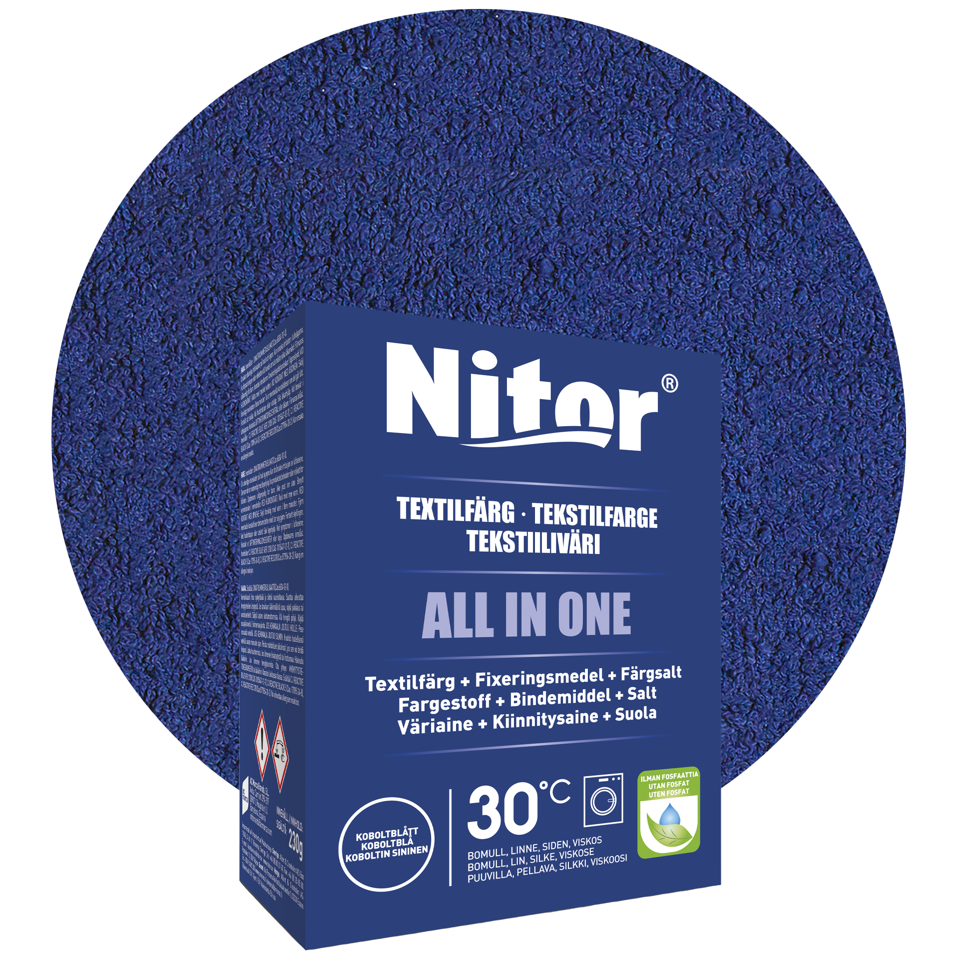 Nitor all-in-one textilfärg, koboltblå