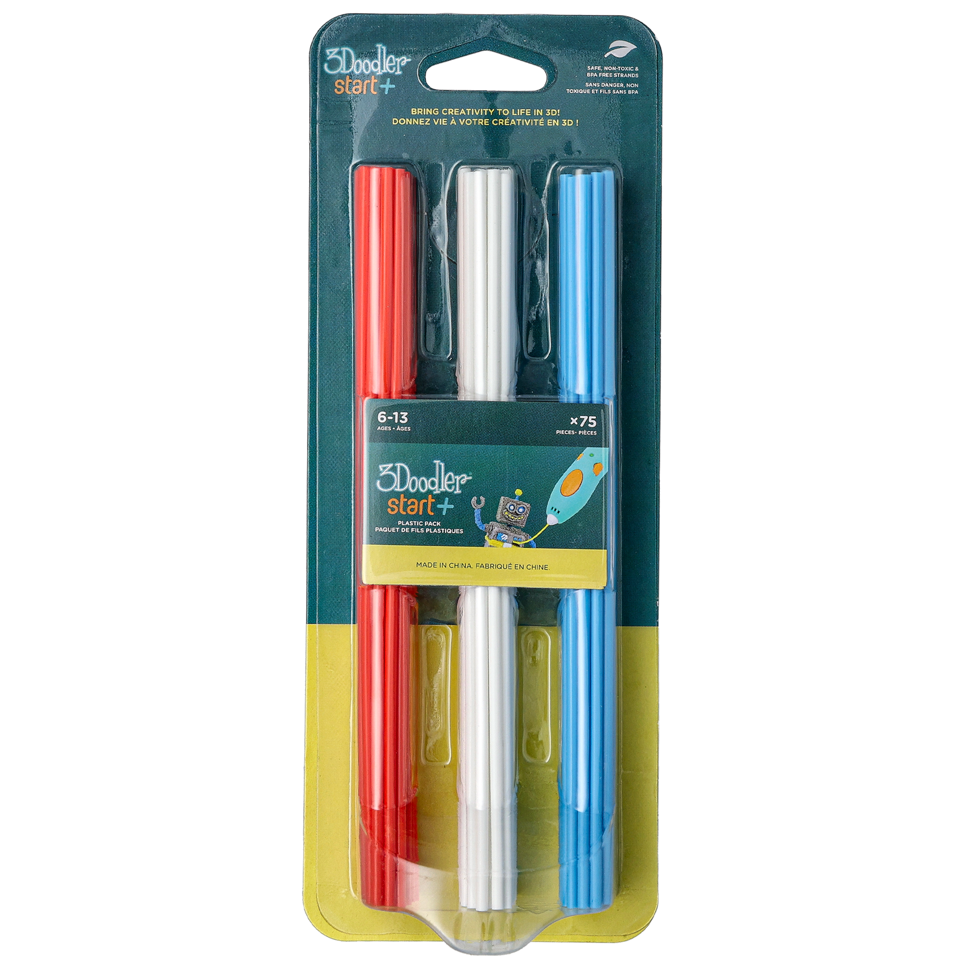 3Doodler refill, rød, hvit, blå