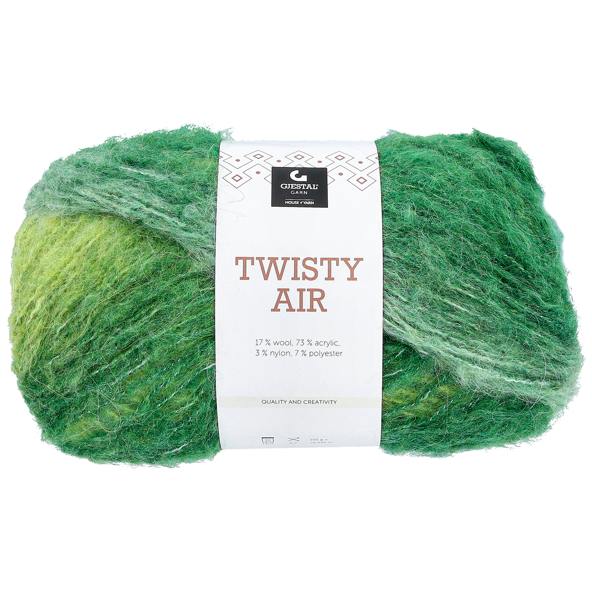 Twisty Air villa/akryylilanka, vihreä/keltainen/jääsininen