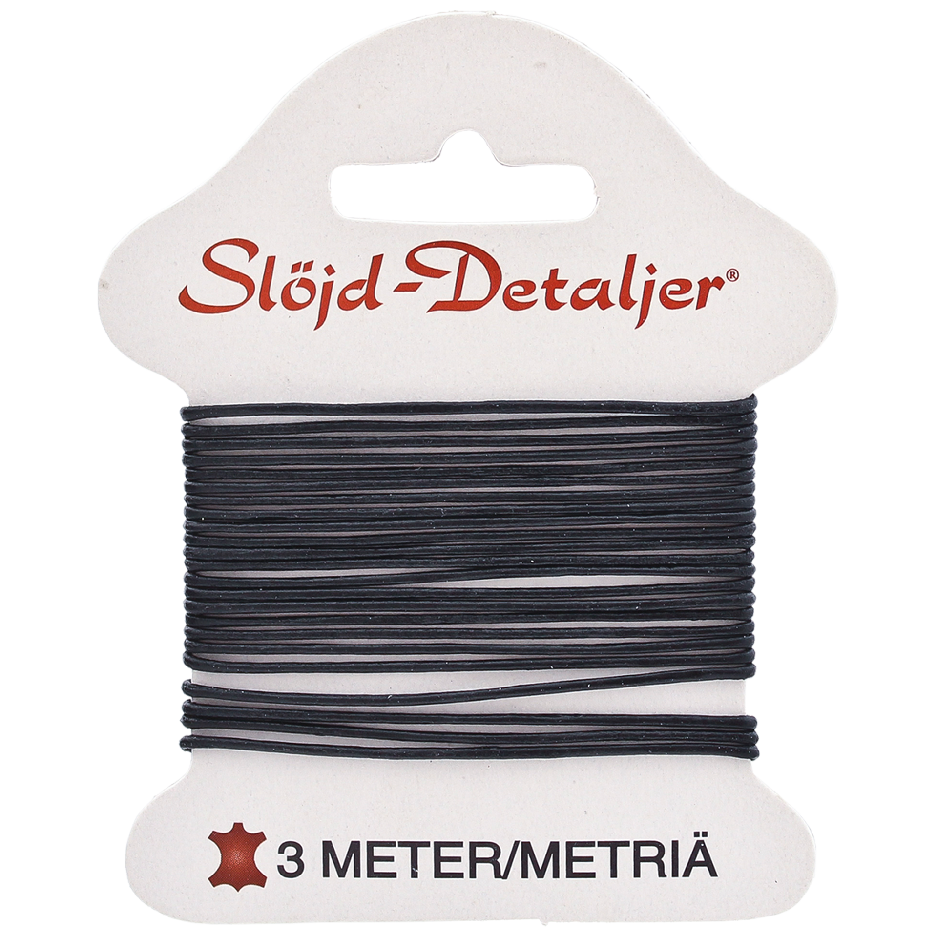 Rund läderrem, svart