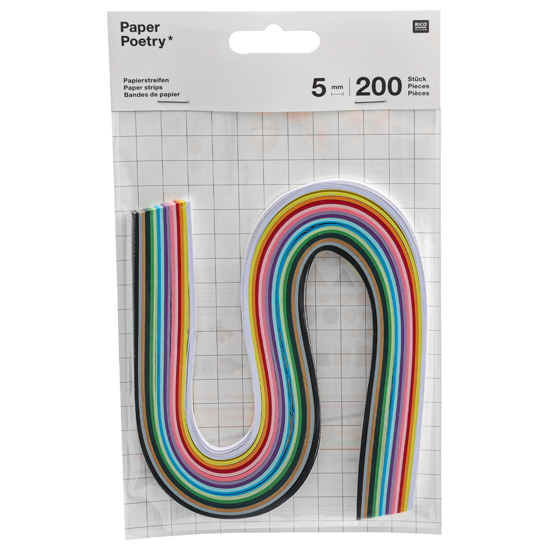 Quilling pappersremsor basfärger, 5 mm