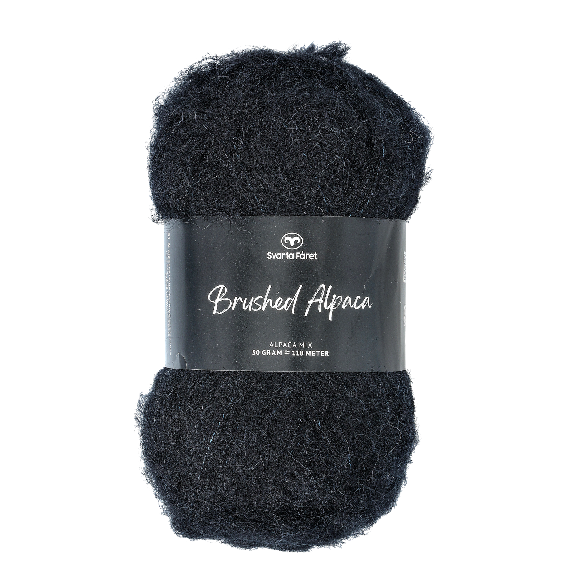 Svarta Fåret Brushed alpacka garn, pitch black
