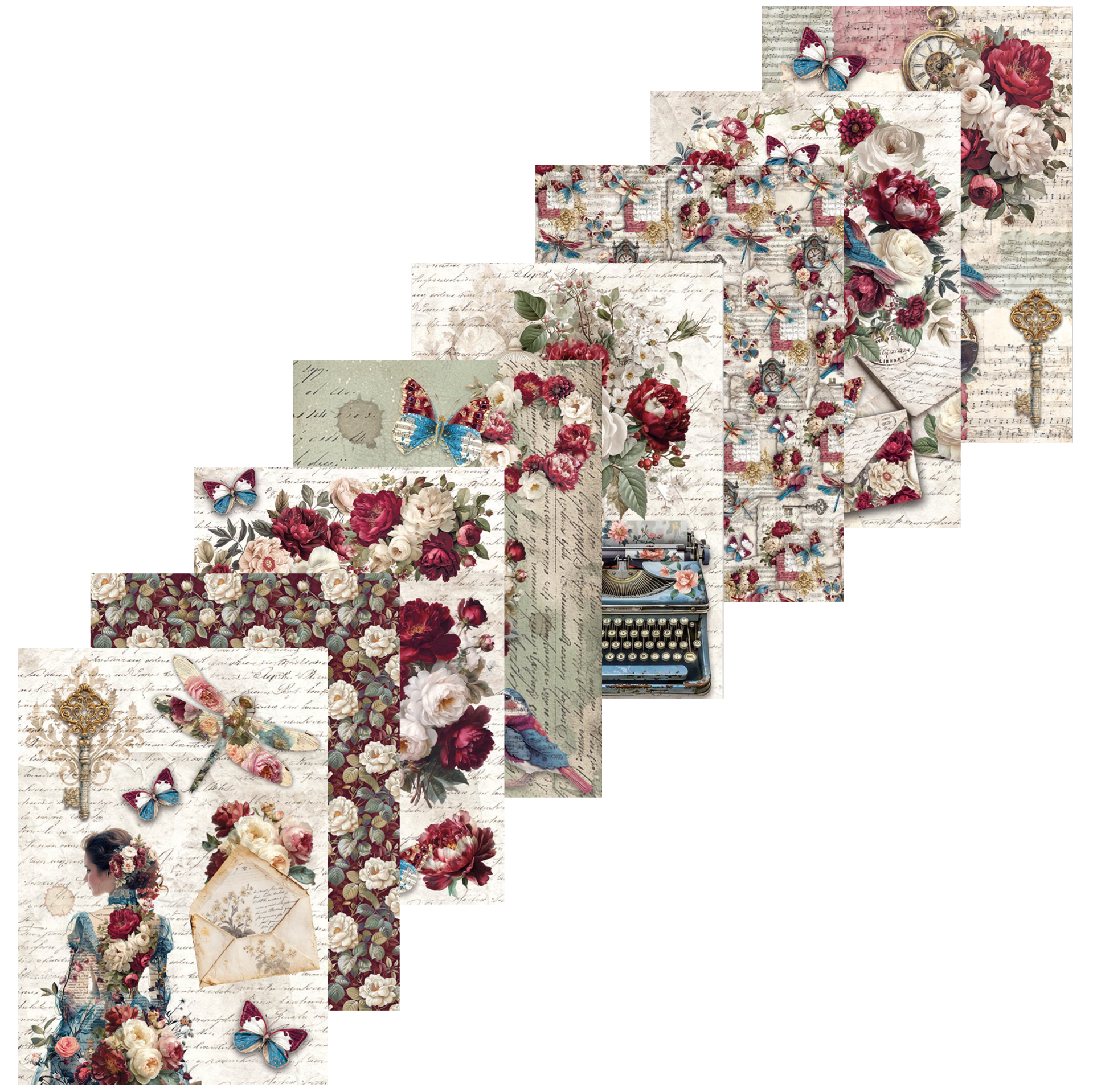 Riisipaperi A5 Mixed set Bohemian Burgundy