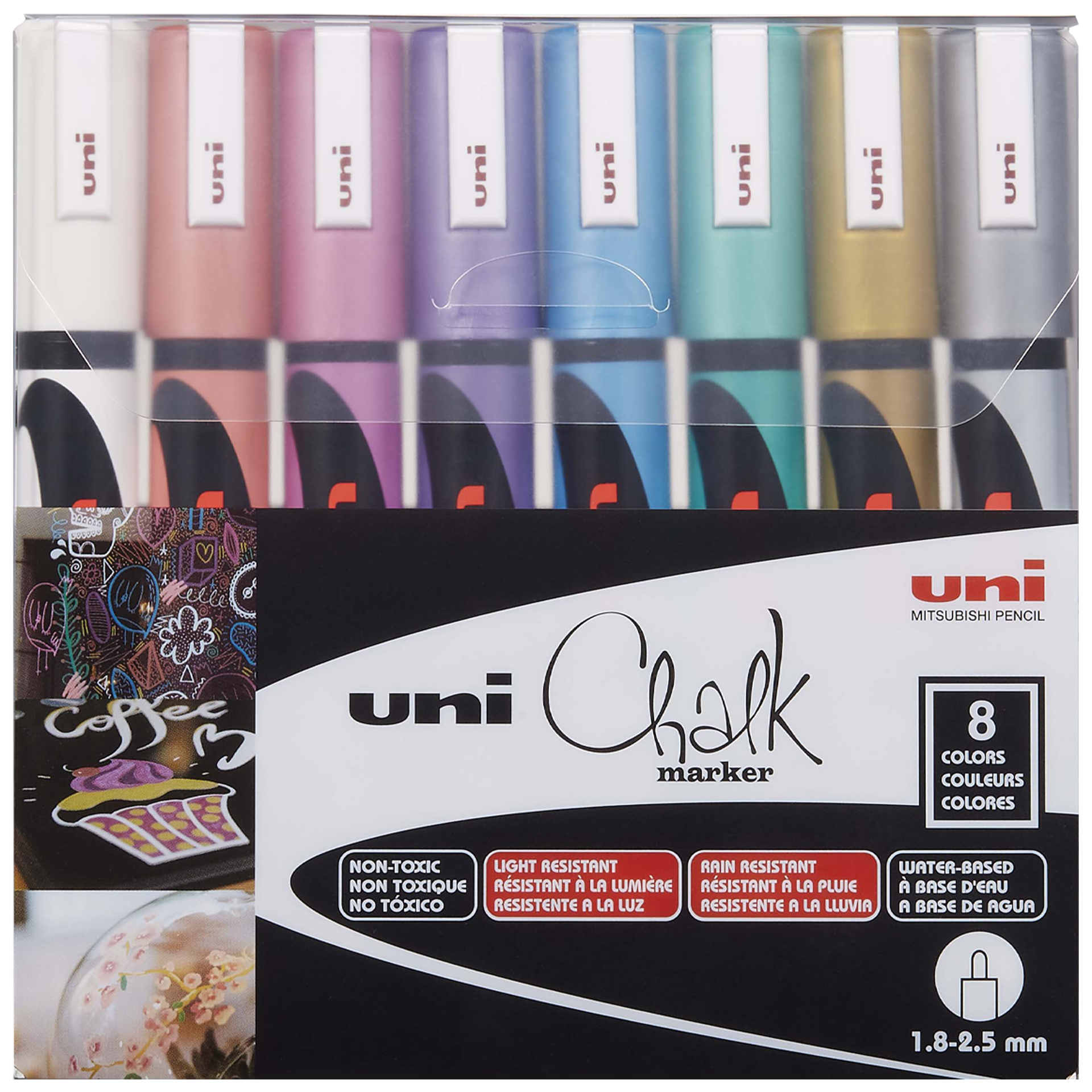 Sarja Uni Chalkmarker metal kynät