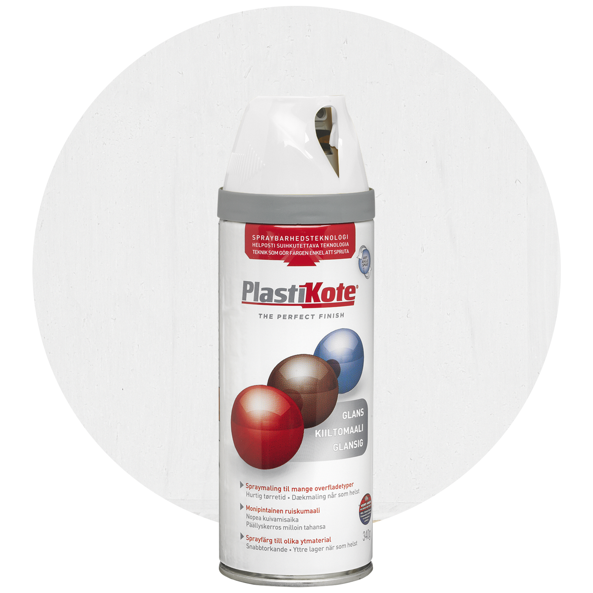PlastiKote Suihkemaali kiiltävä, valkoinen