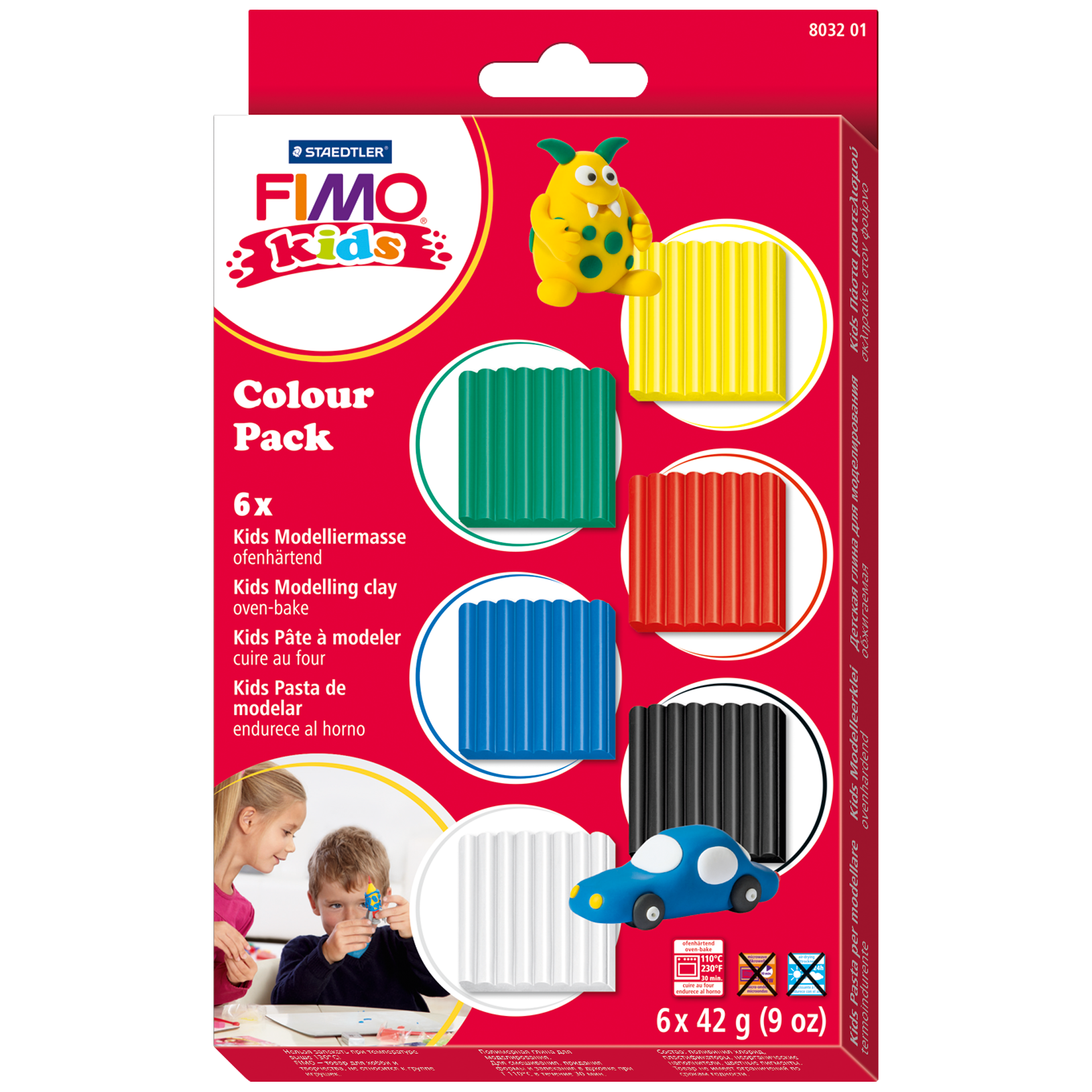 FIMO leire kids sett, basisfarger