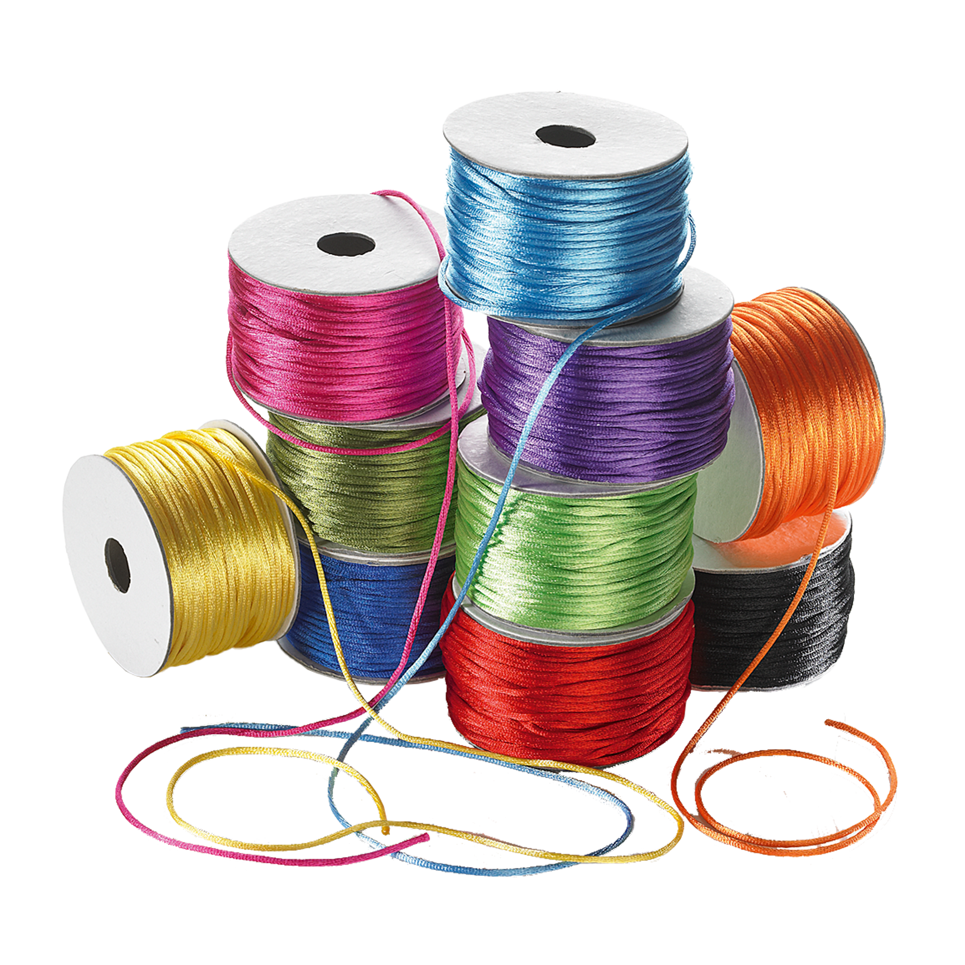 Satinsnöre, klara färger