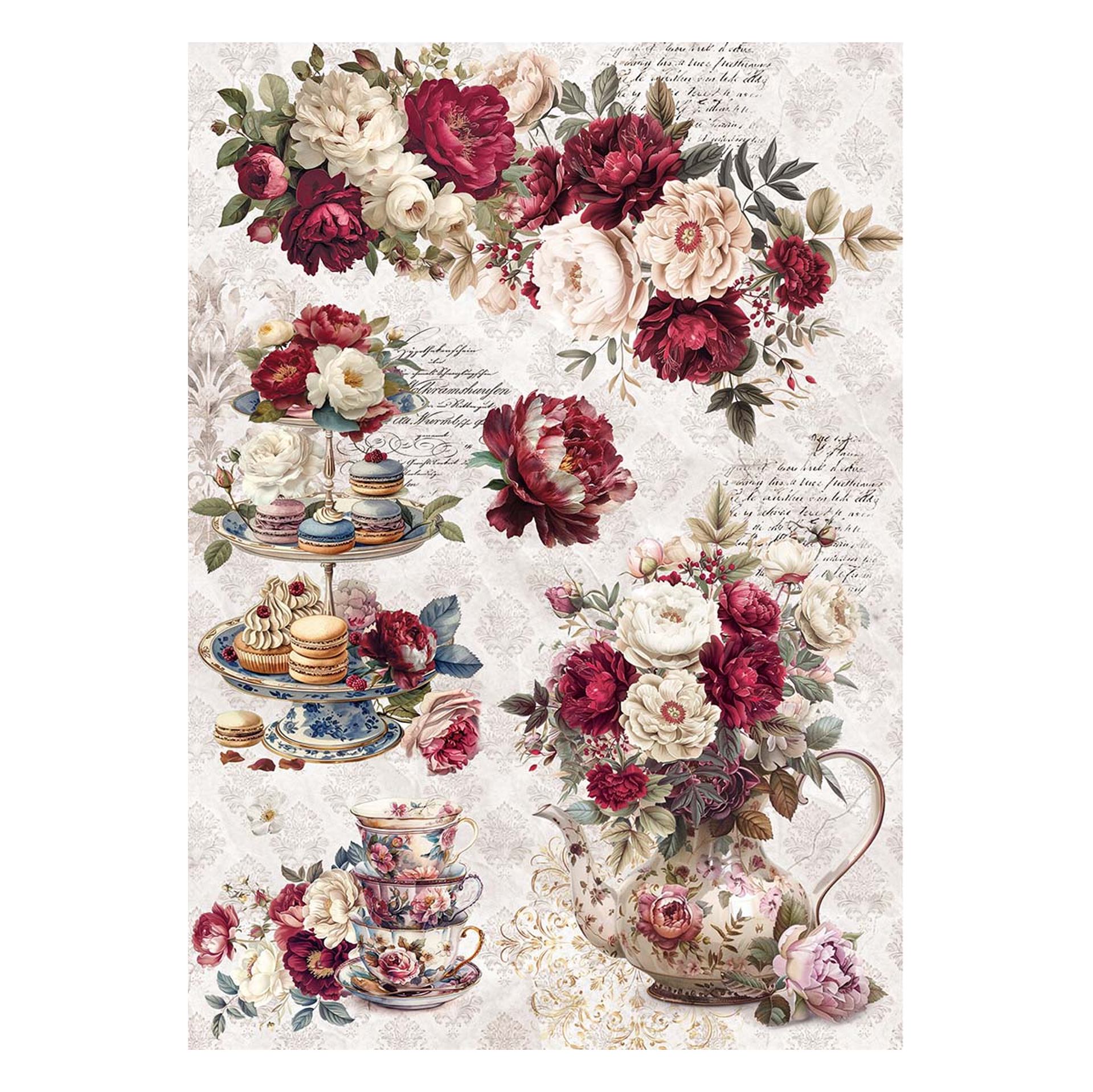 Riisipaperi A4, Burgundy Blush