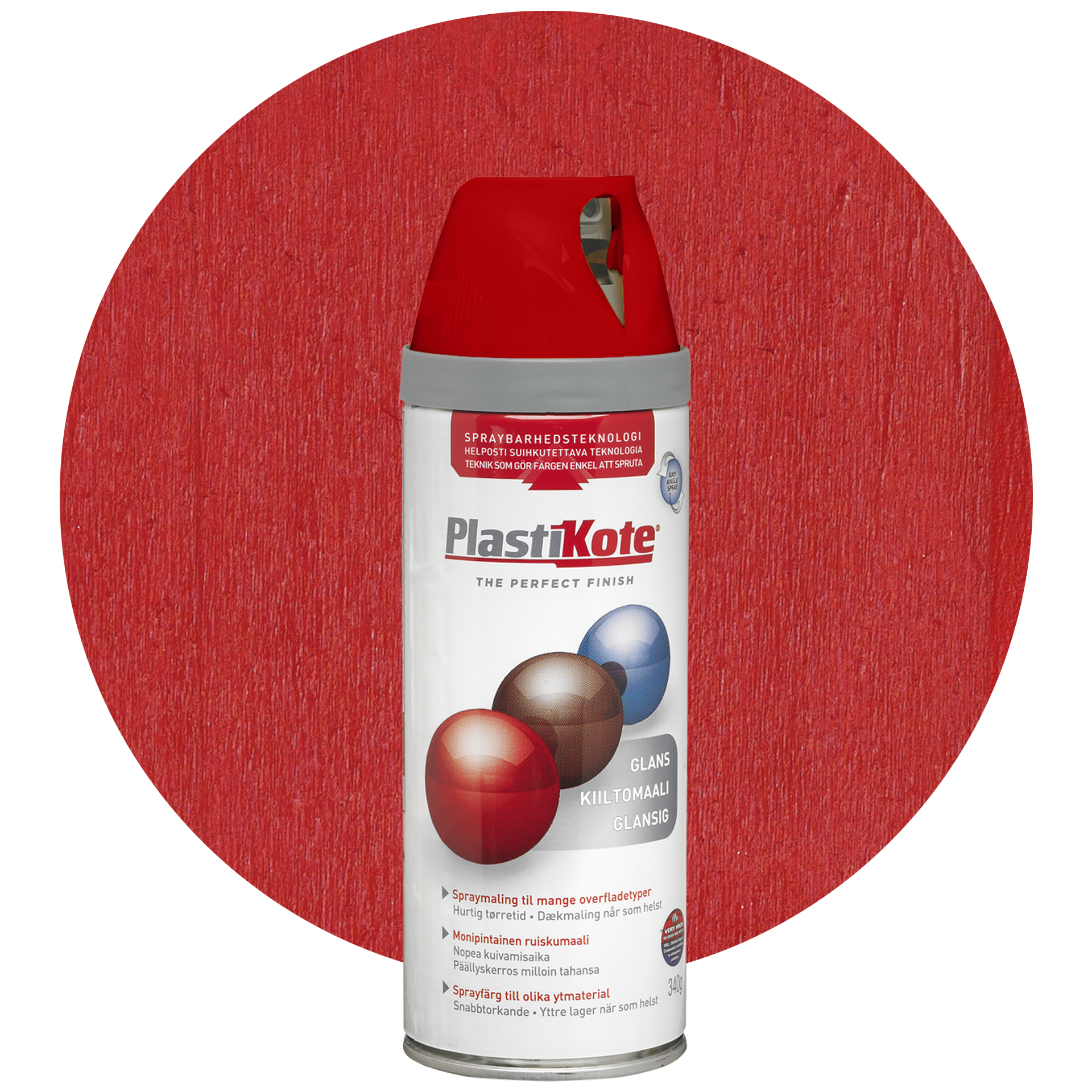 PlastiKote Spraymaling blank, klarrød