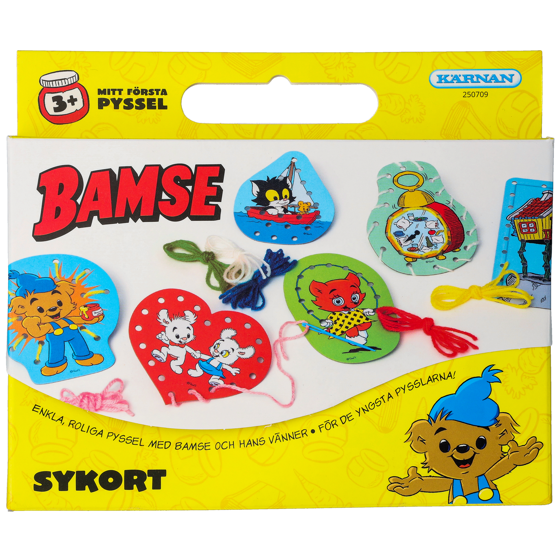 Hauska askarrella Bamse ompelukorteilla
