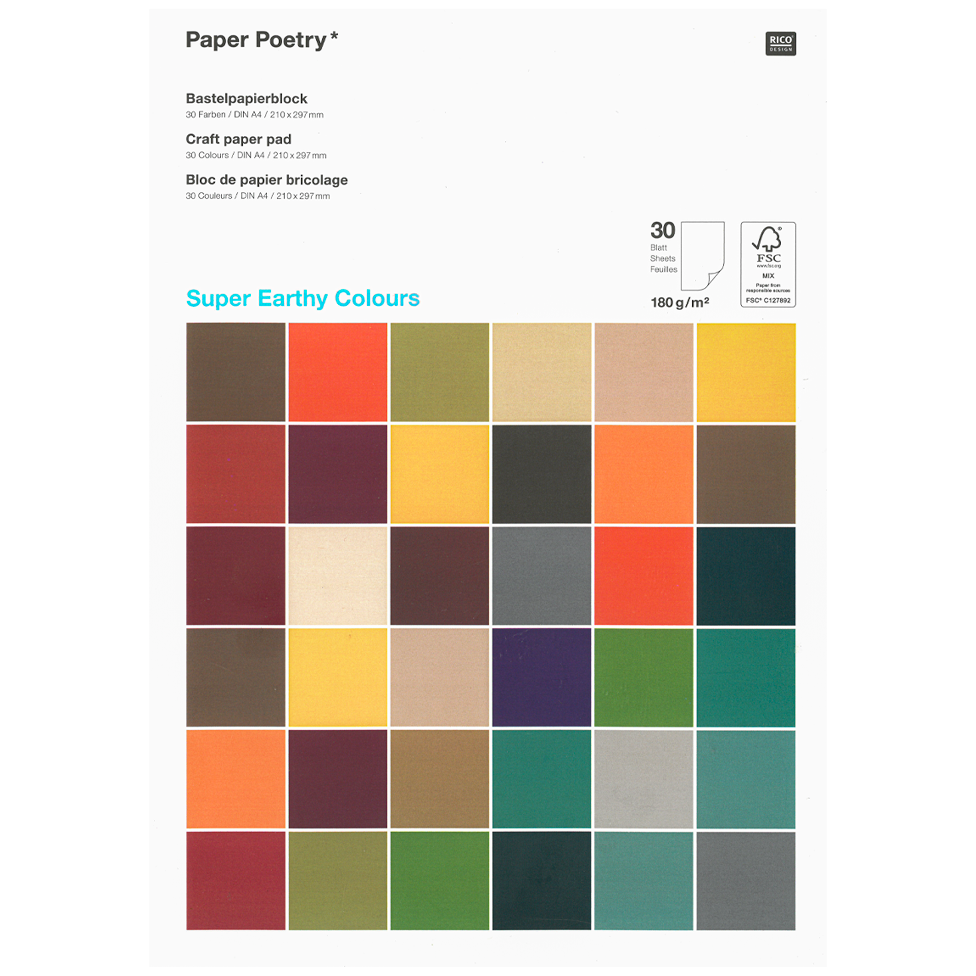 Askartelupahvilehtiö maan värit