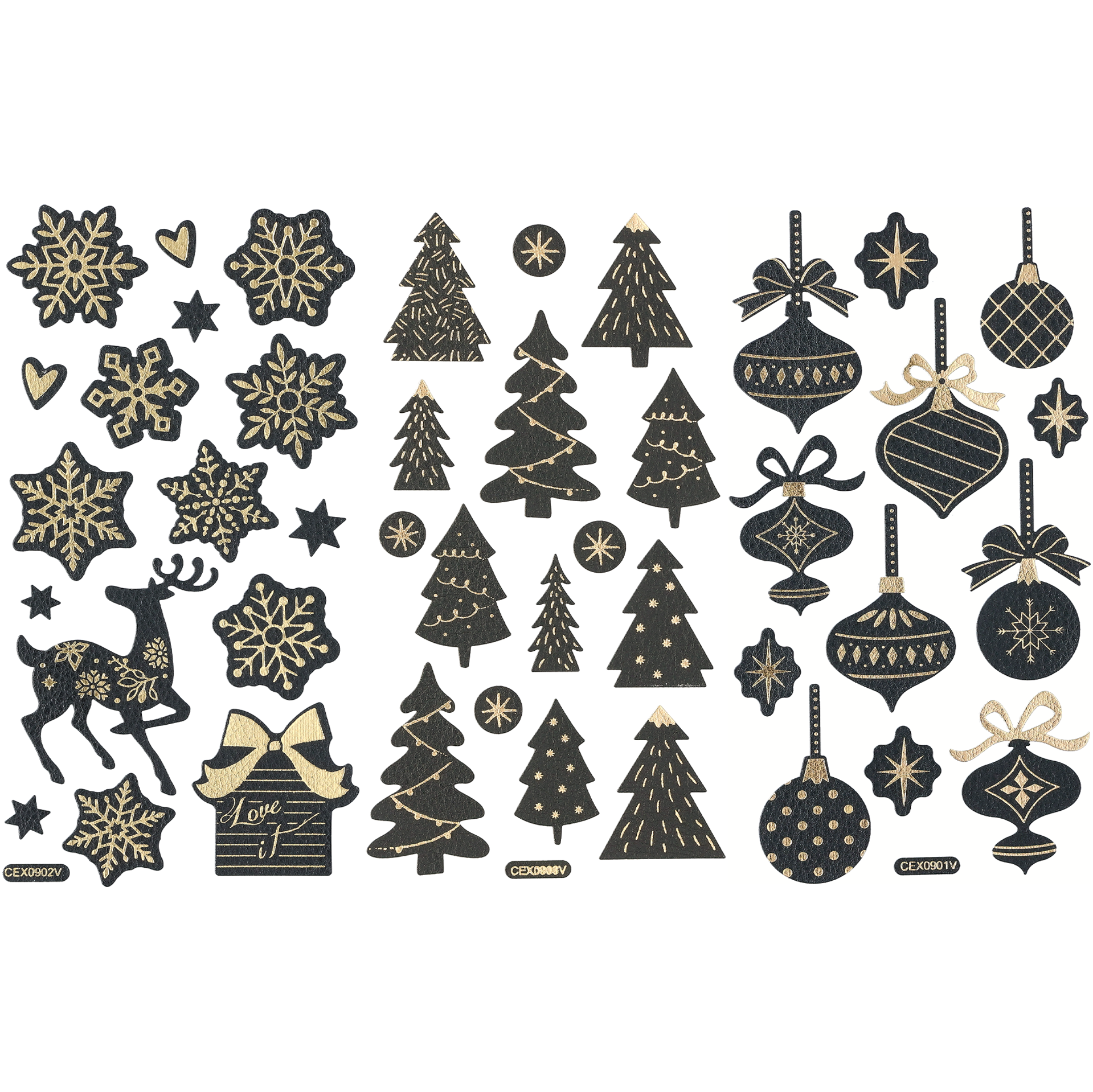 Julestickers sort og guld