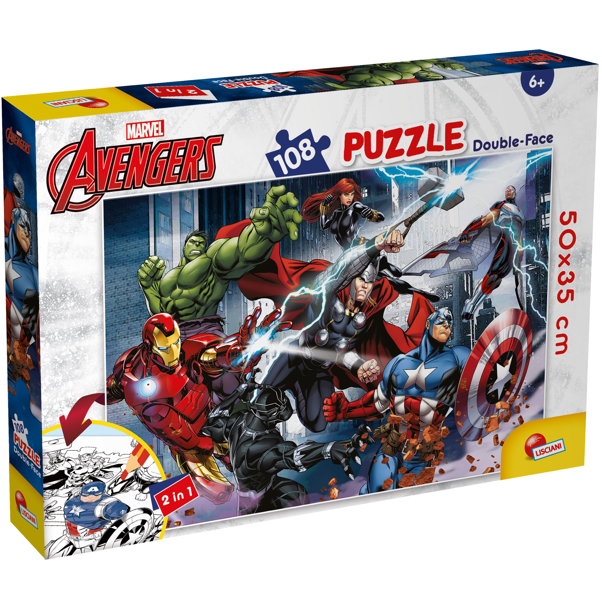 Pussel 2 i 1, Marvel 108 bitar