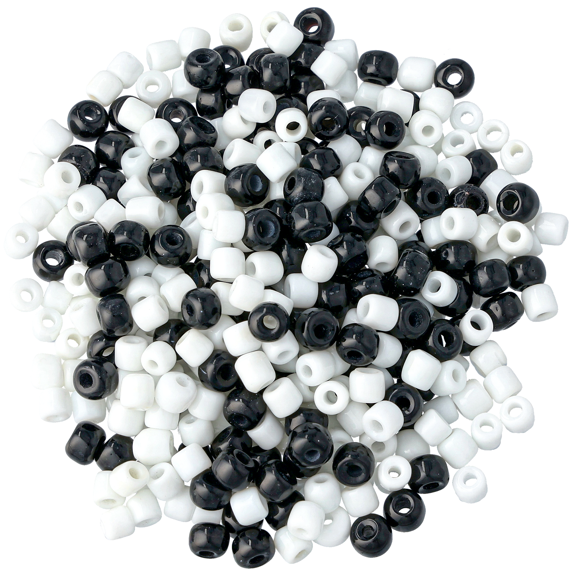 Glassperler svart/hvit miks