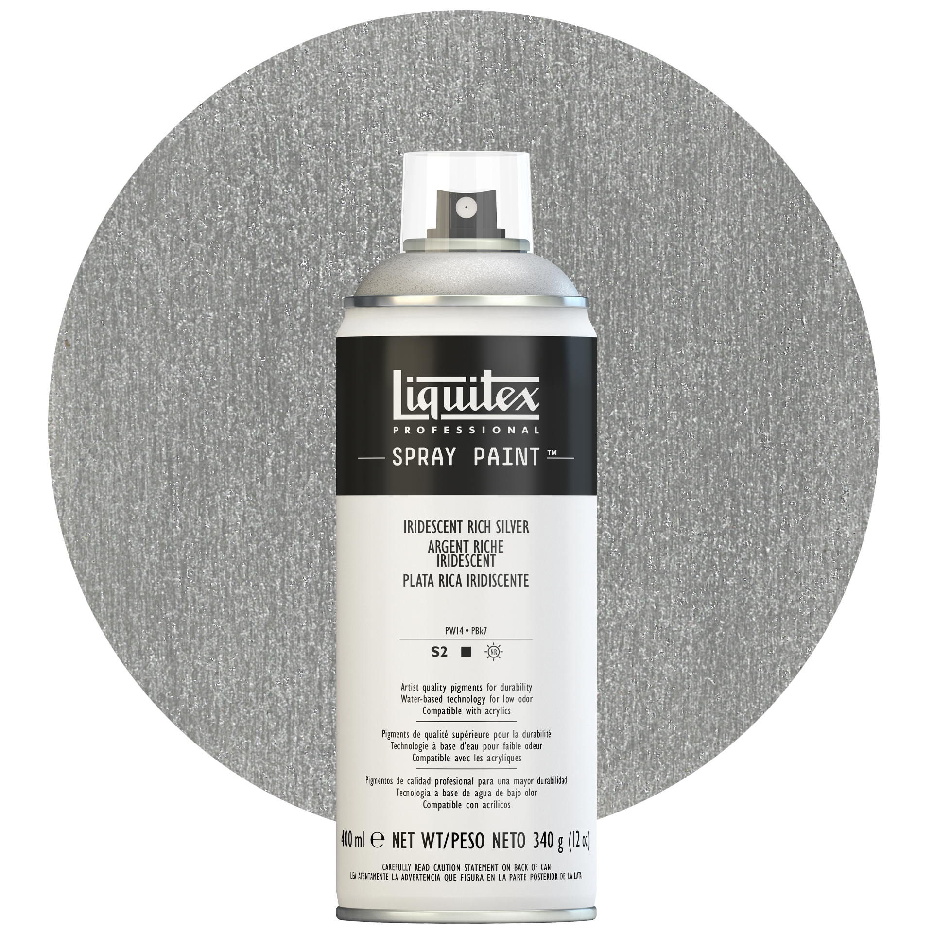 Sprayfärg Liquitex, rich silver