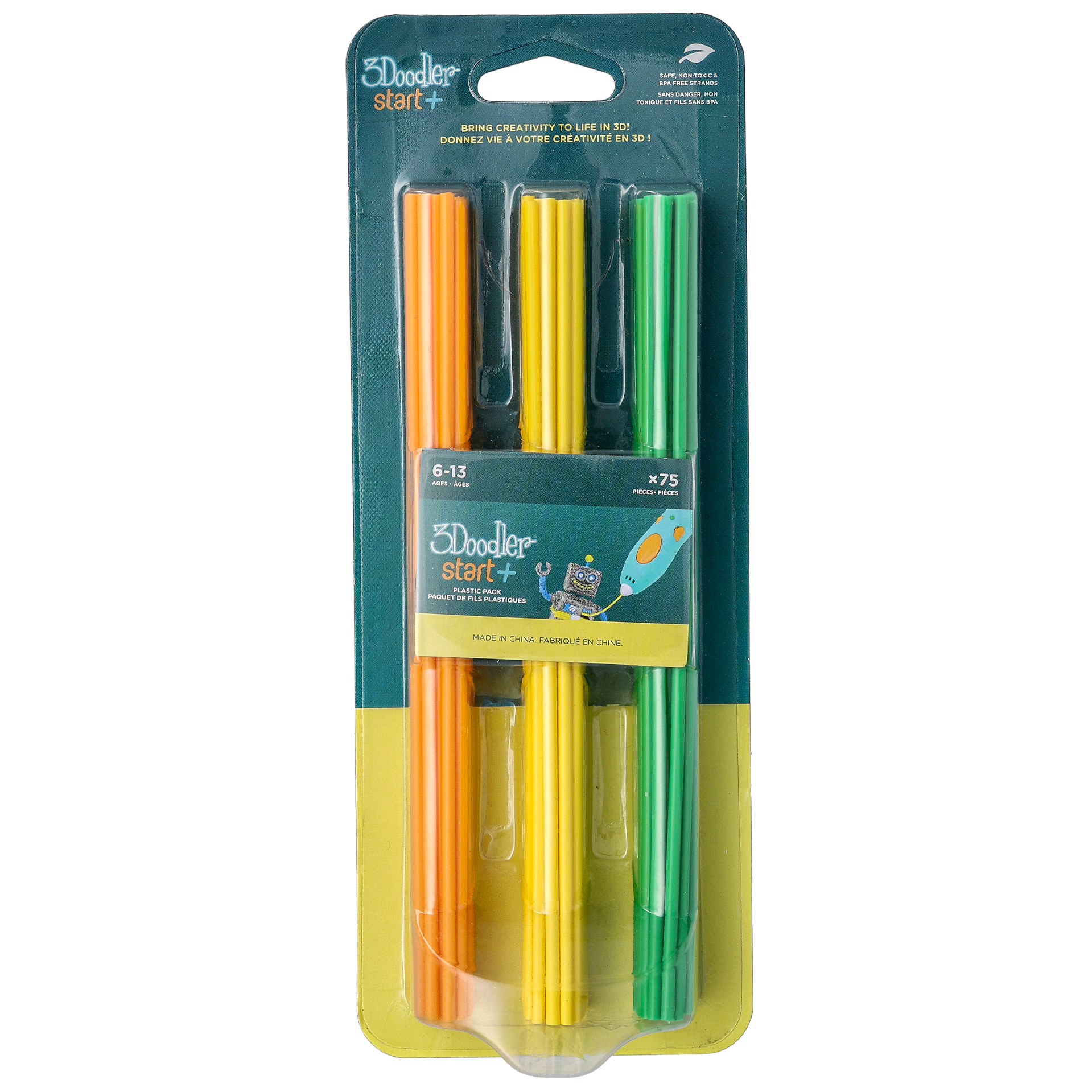 3Doodler refill, orange, gul, grønn