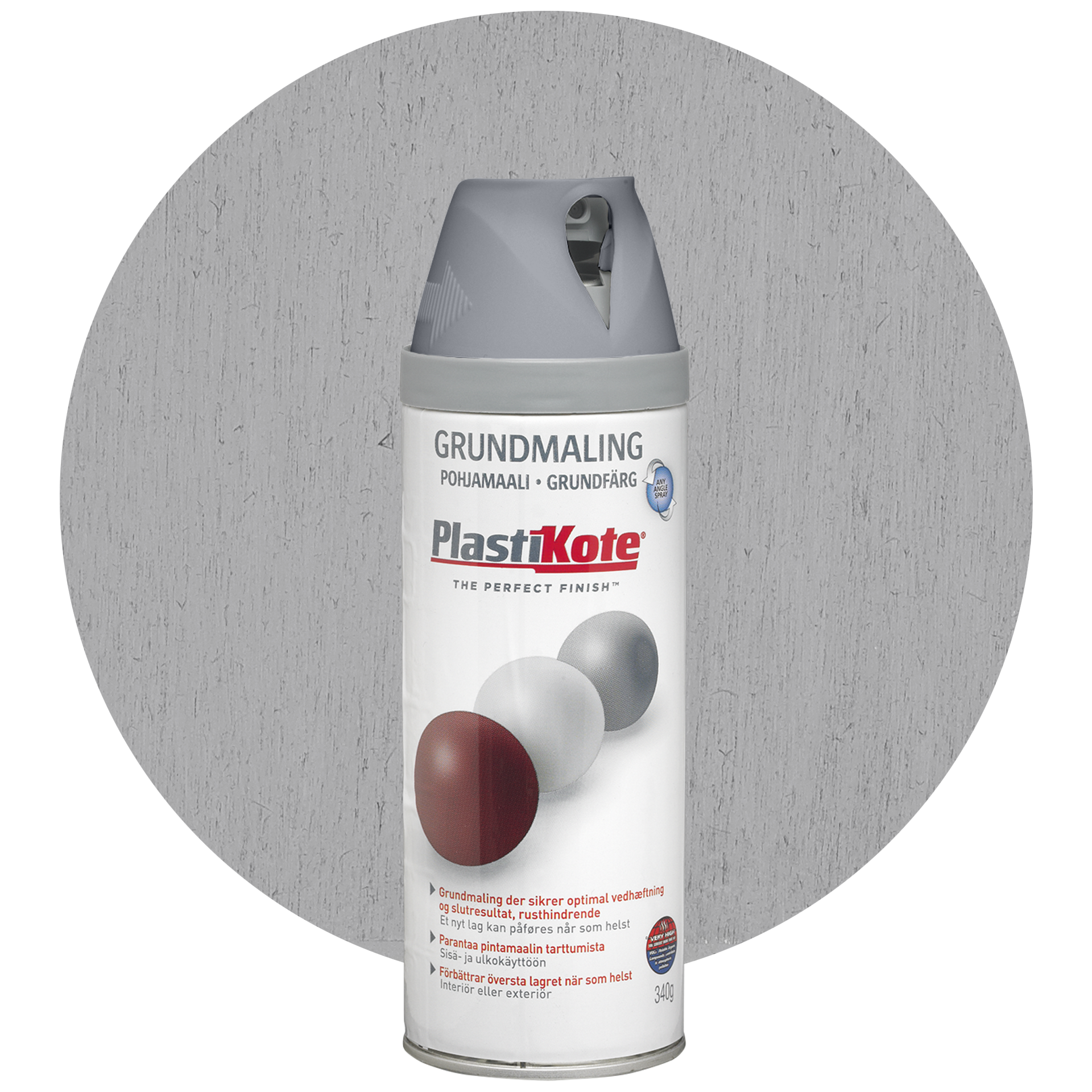 PlastiKote Spraymaling primer, grå